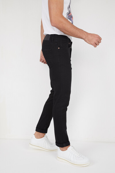 черные мужские джинсы узкие из лайкры - Thumbnail
