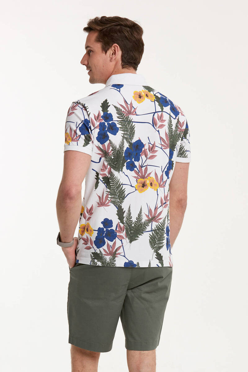 Мужская футболка-поло с цветочным принтом