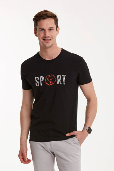 VOLTAJ - Мужская футболка с круглым вырезом и спортивным принтом