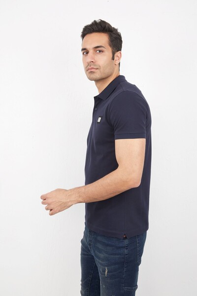 Мужская футболка с воротником-поло с металлическим покрытием - Thumbnail
