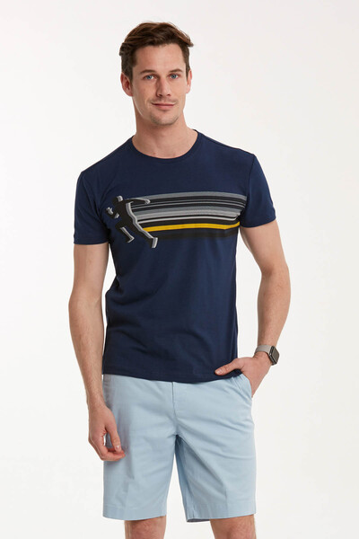 VOLTAJ - Мужская футболка с круглым вырезом и принтом Бегун