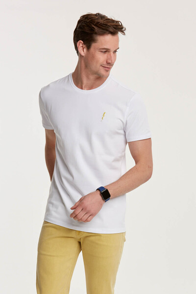 VOLTAJ - Мужская футболка с вышивкой молнии и круглым вырезом (1)