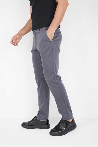 Мужские брюки приталенного кроя из лайкры и хлопка - Thumbnail