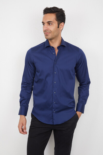 VOLTAJ - Хлопковая атласная мужская рубашка (1)