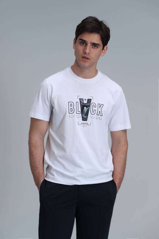 Adrıan Modern Grafik T- Shirt Beyaz - 1