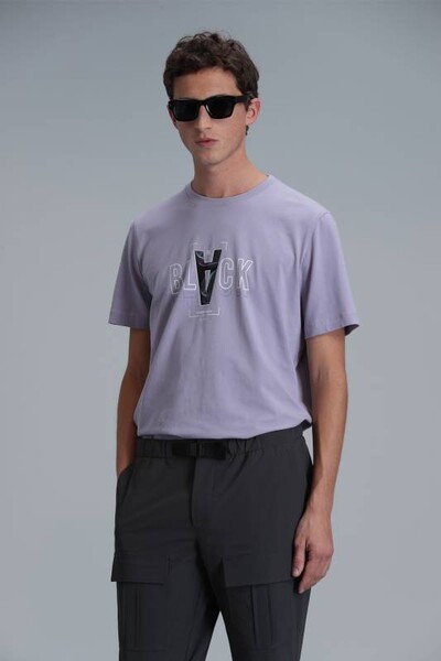 Adrıan Modern Grafik T- Shirt Koyu Lila 