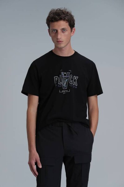 Adrıan Modern Grafik T- Shirt Siyah 