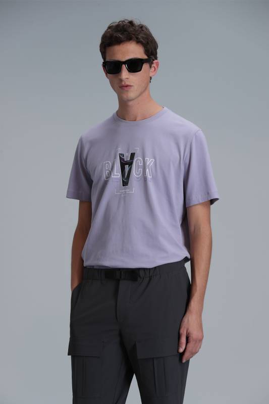 Adrıan Modern Graphic T-Shirt Dark Lilac - 1