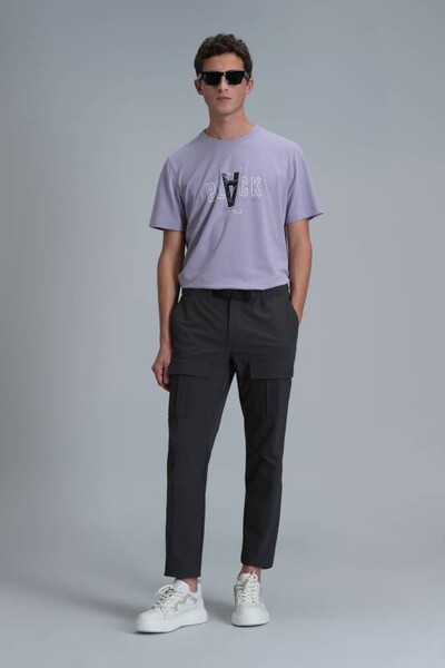 Adrıan Modern Graphic T-Shirt Dark Lilac - 2