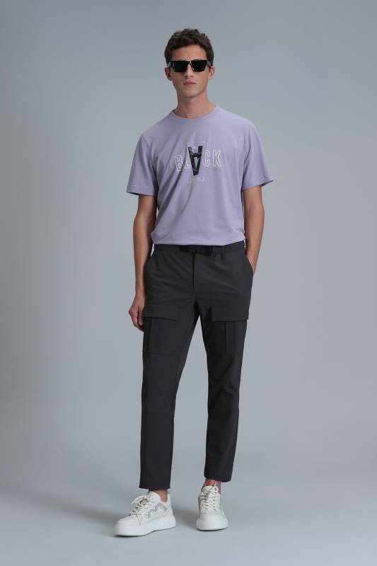 Adrıan Modern Graphic T-Shirt Dark Lilac - 2