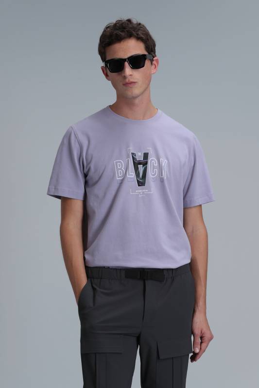 Adrıan Modern Graphic T-Shirt Dark Lilac - 3
