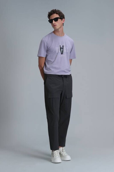 Adrıan Modern Graphic T-Shirt Dark Lilac - 4