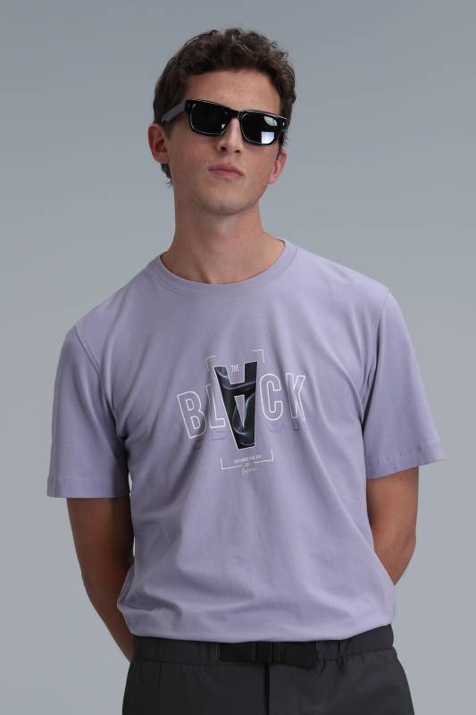 Adrıan Modern Graphic T-Shirt Dark Lilac - 5