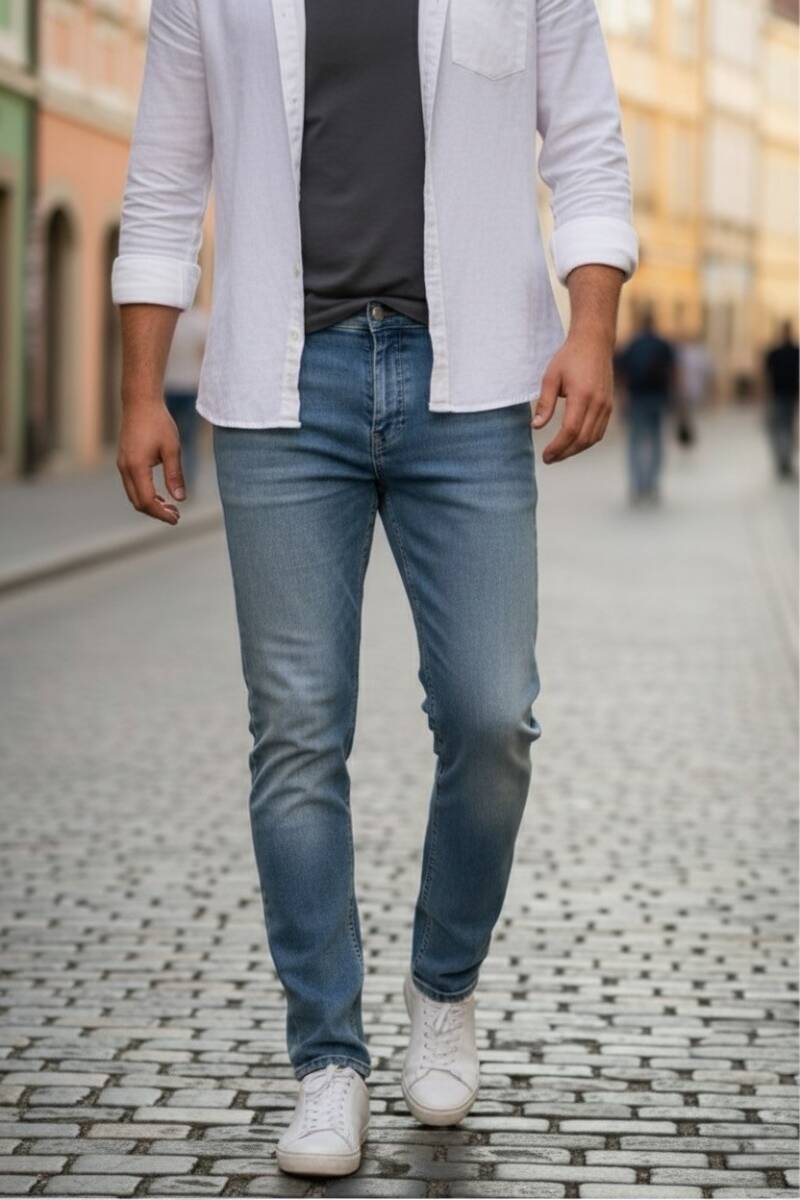 Adrian Slim Fit Kot Pantolon Mavi - 2