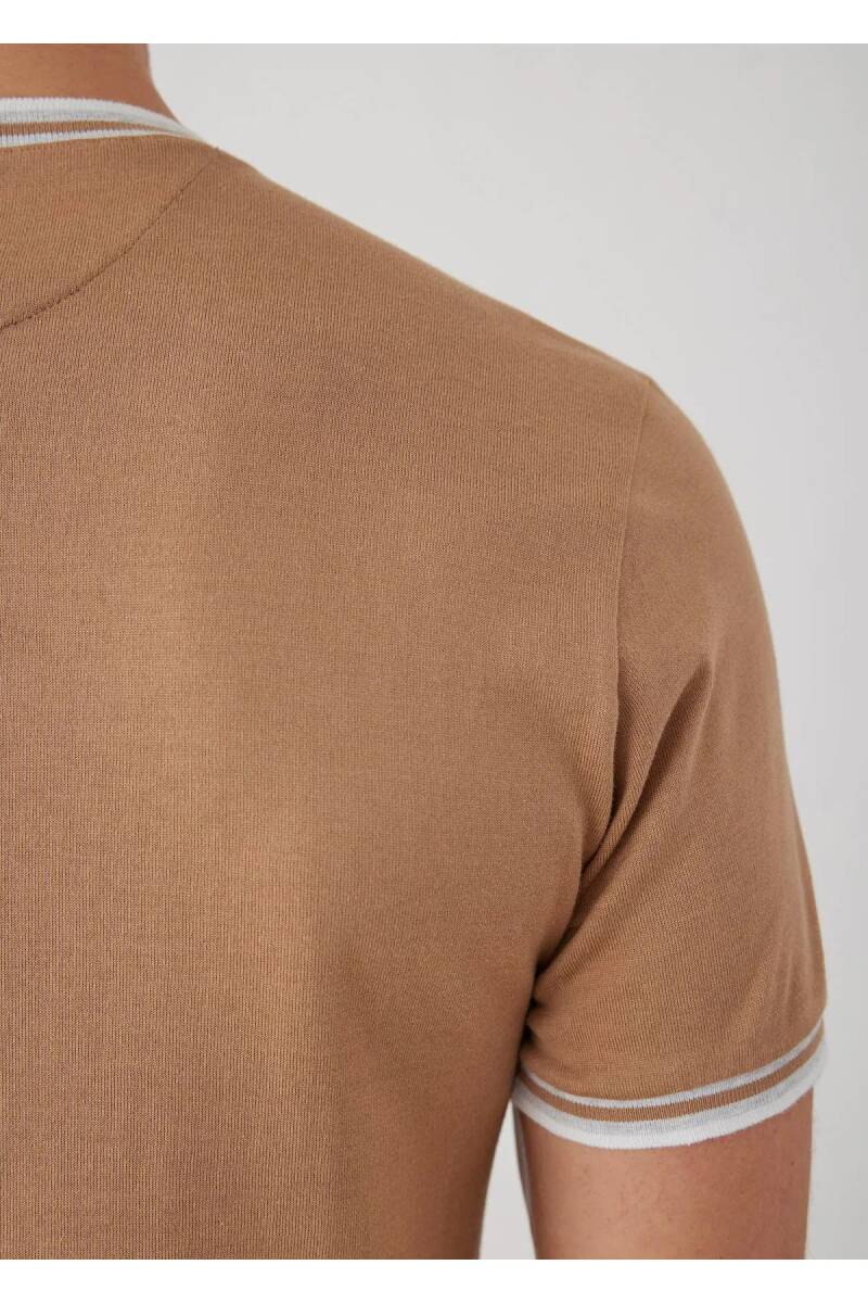 Alfriston Camel Renk Çizgi Detaylı Triko - 6