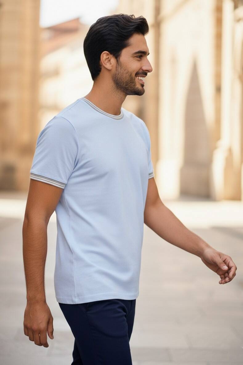 Alfriston İndigo Renk Çizgi Detaylı Triko - 2