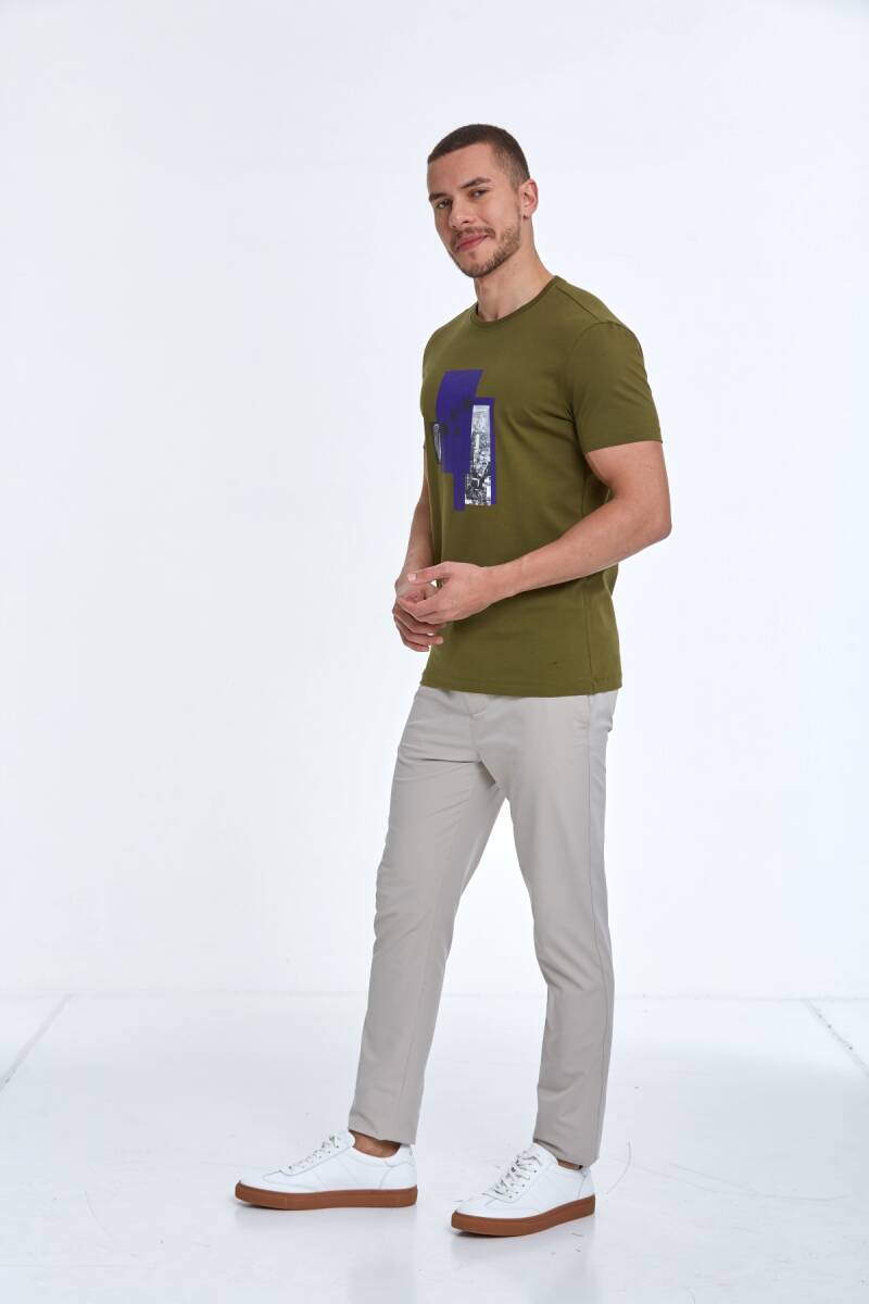 Alma Printed Men's T-Shirt Khaki - 4