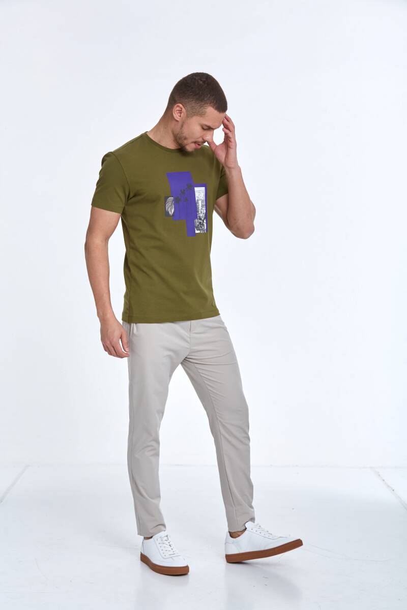Alma Printed Men's T-Shirt Khaki - 2