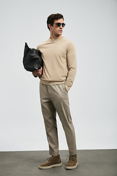 Amber Smart Erkek Chino Pantolon Slim Fit Bej - LUFIAN