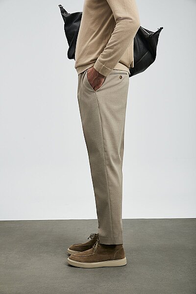 Amber Smart Erkek Chino Pantolon Slim Fit Bej - 5
