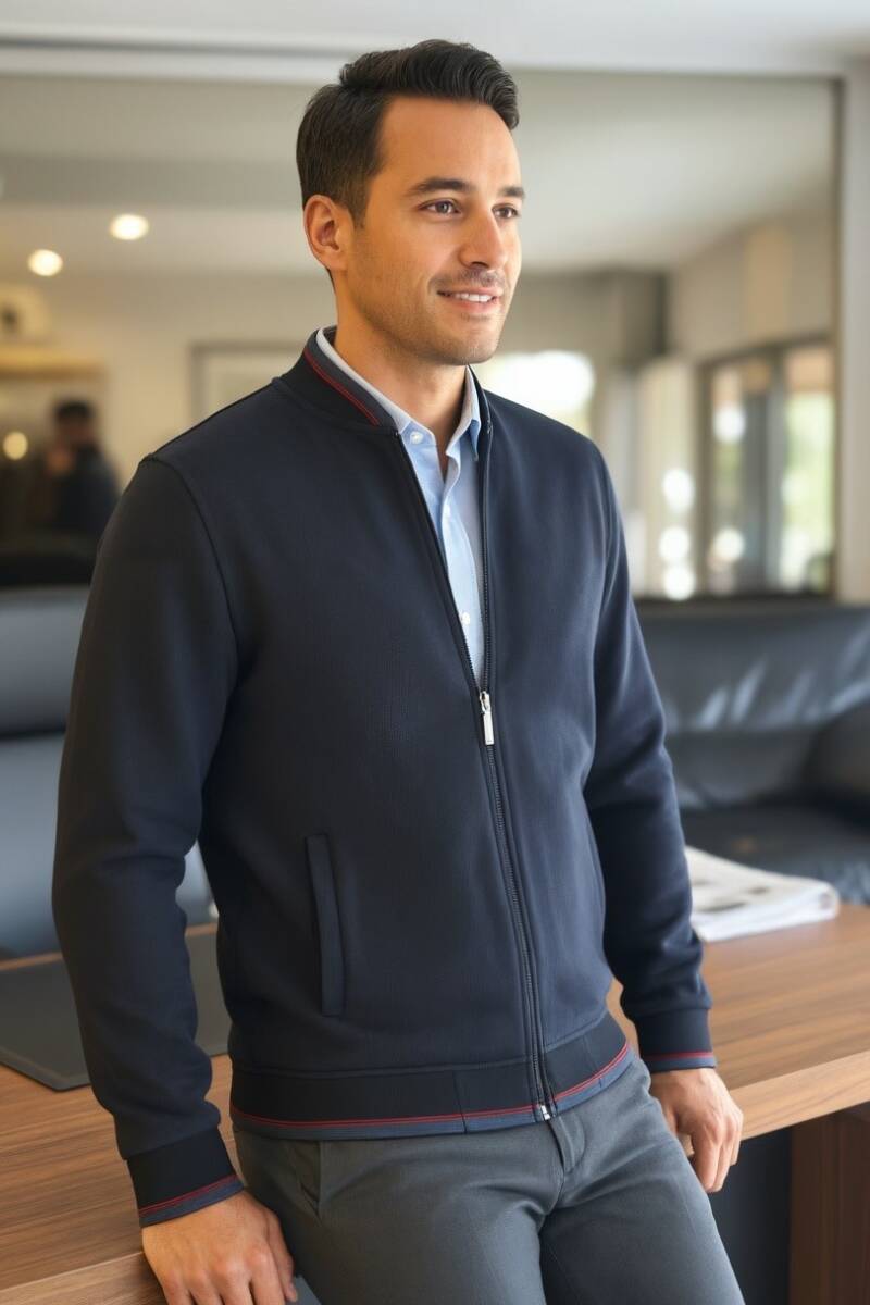 Andy Full Zip Sweatshirt Navy Blue - 1