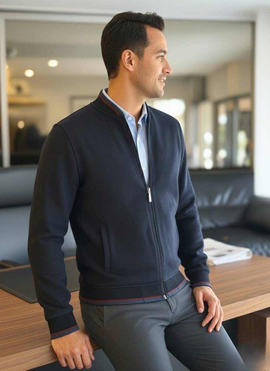 Andy Full Zip Sweatshirt Navy Blue - 2