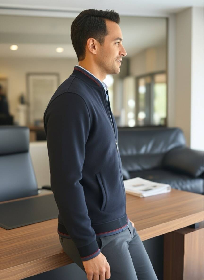 Andy Tam Fermuarlı Sweatshirt Lacivert - 3