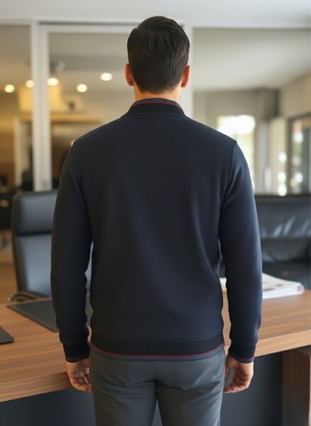 Andy Tam Fermuarlı Sweatshirt Lacivert - 4