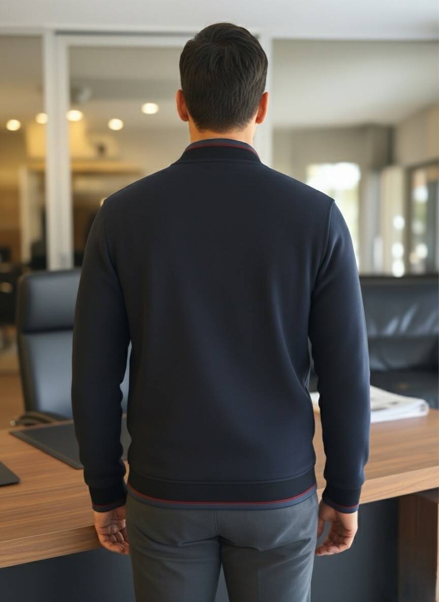 Andy Tam Fermuarlı Sweatshirt Lacivert - 4