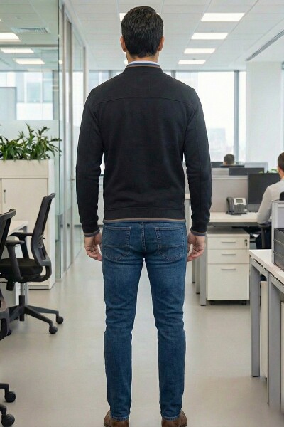 Andy Tam Fermuarlı Sweatshirt Siyah - 6