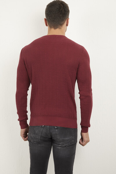 Antonio Crew Neck Men's Knitwear Sweater Claret Red - 6