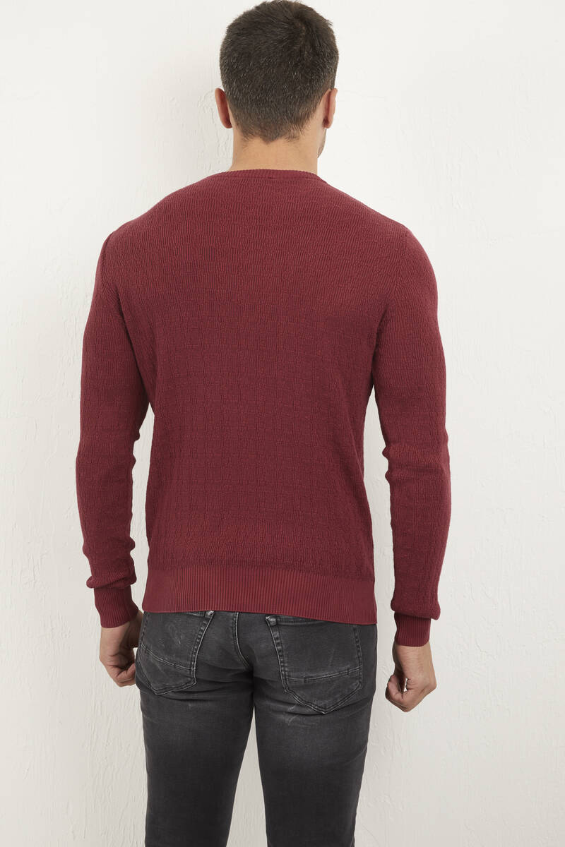 Antonio Crew Neck Men's Knitwear Sweater Claret Red - 6