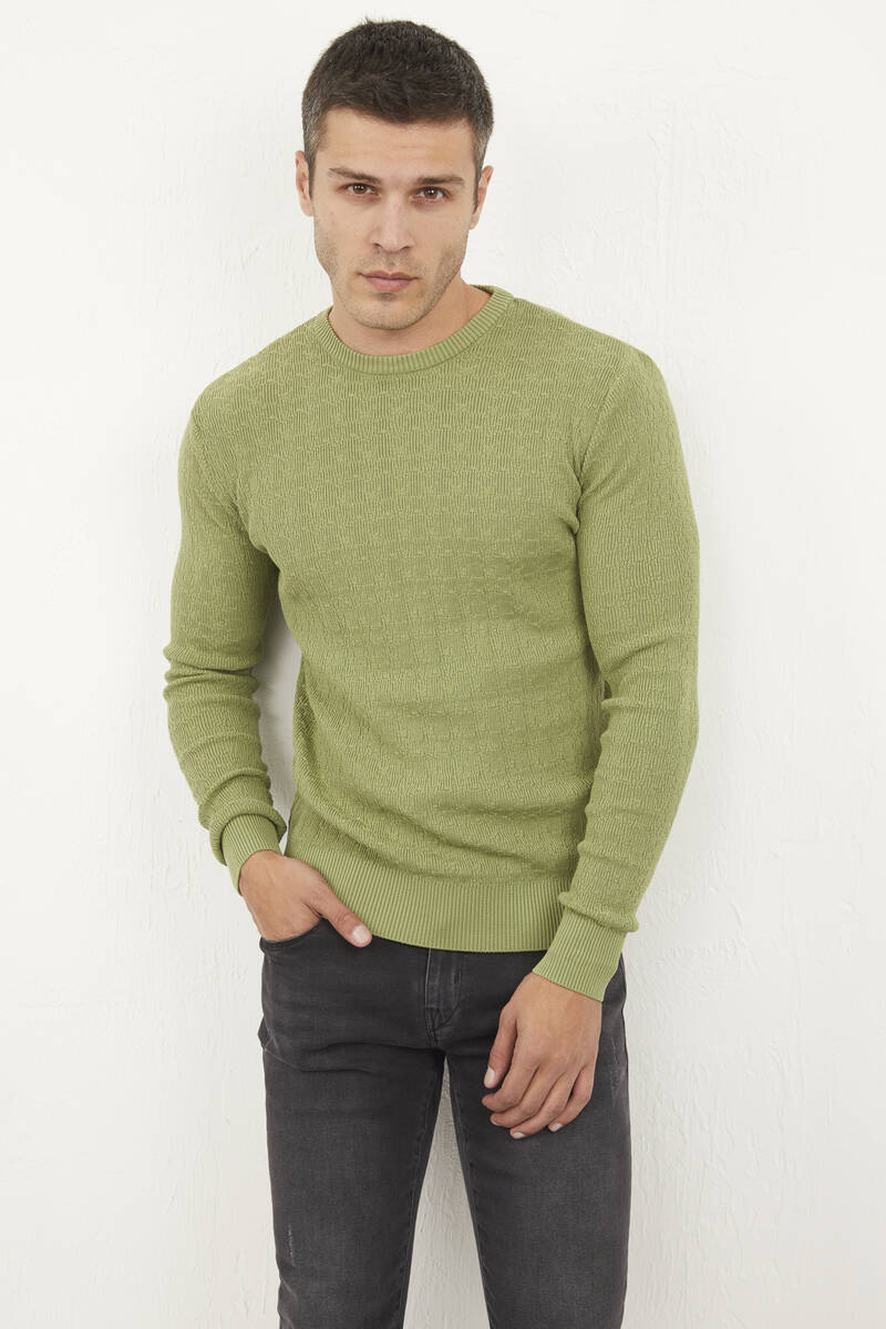 Antonio Crew Neck Men's Knitwear Sweater Green - 2