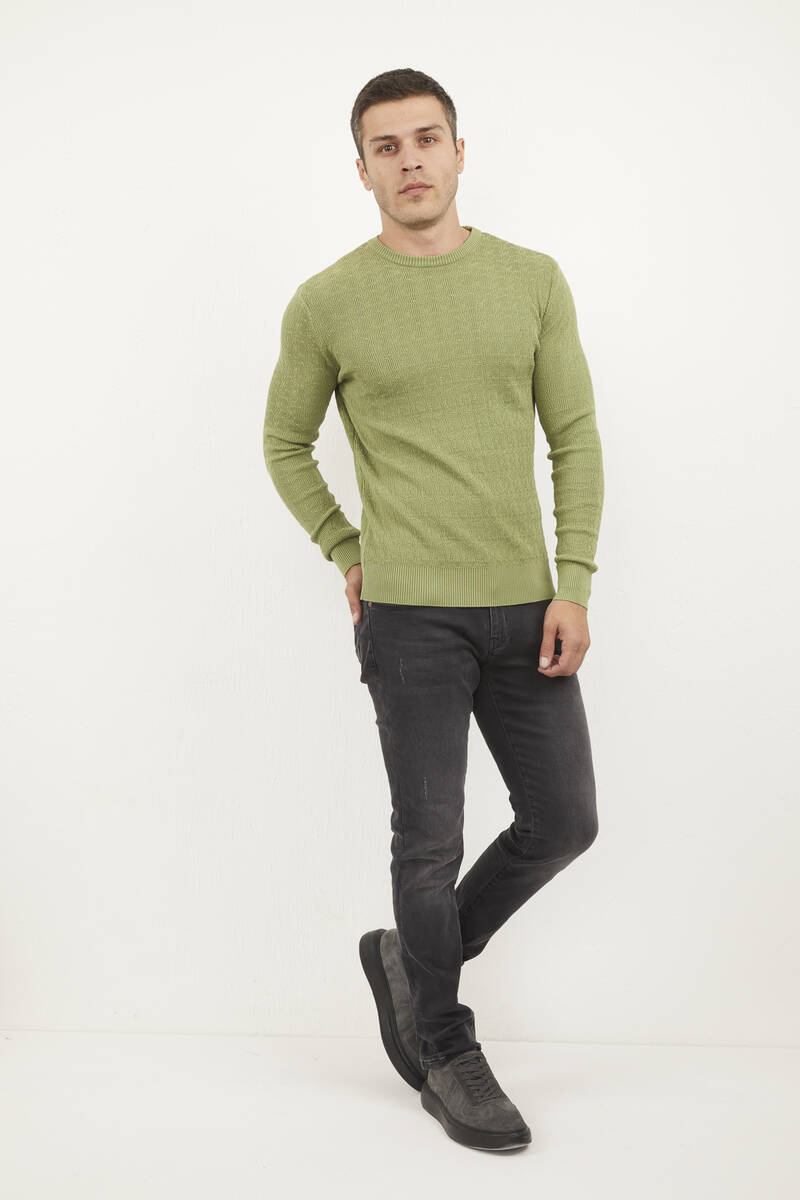 Antonio Crew Neck Men's Knitwear Sweater Green - 1