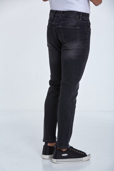 Антрацитовые мужские джинсы с эффектом потертости - Thumbnail