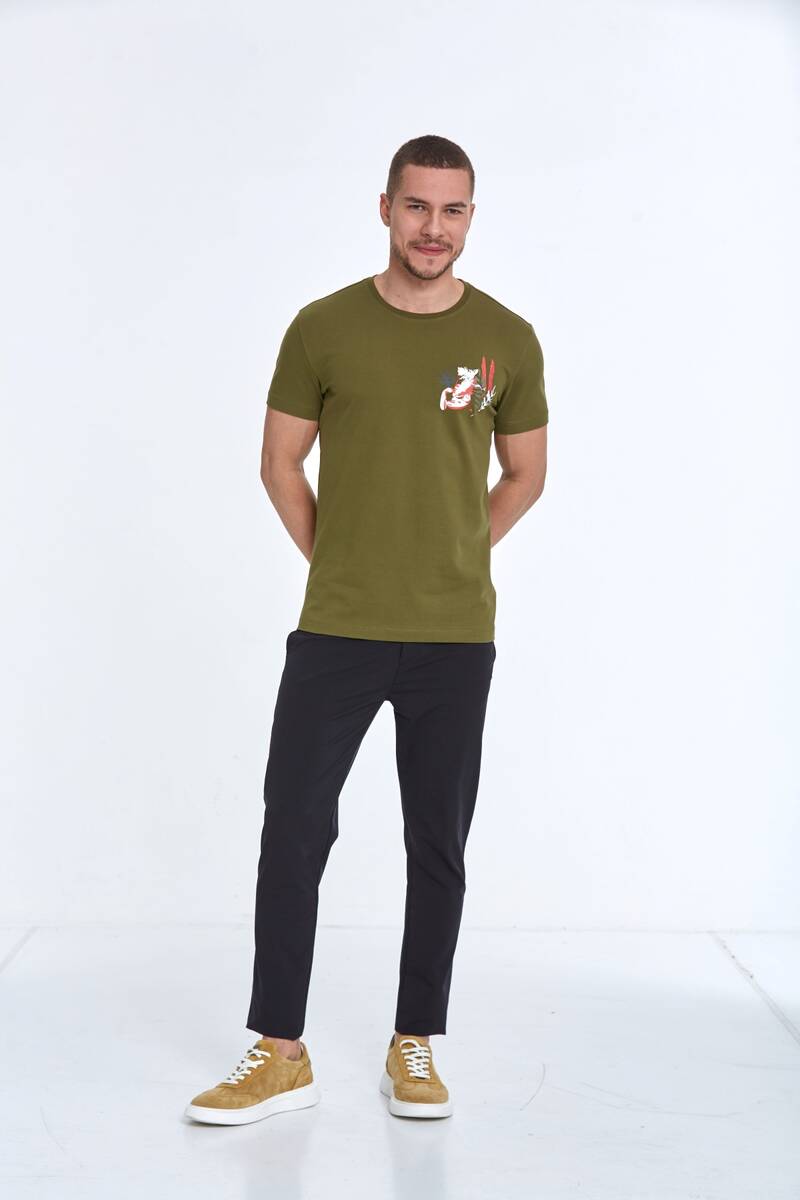 Arigate Printed Men's T-Shirt Khaki - 2