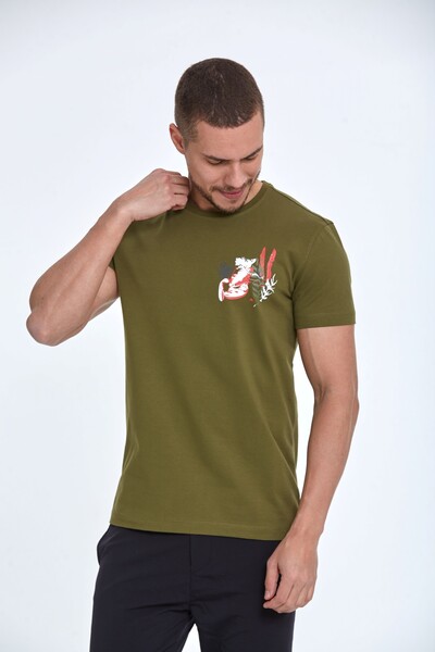 Arigate Printed Men's T-Shirt Khaki - 1
