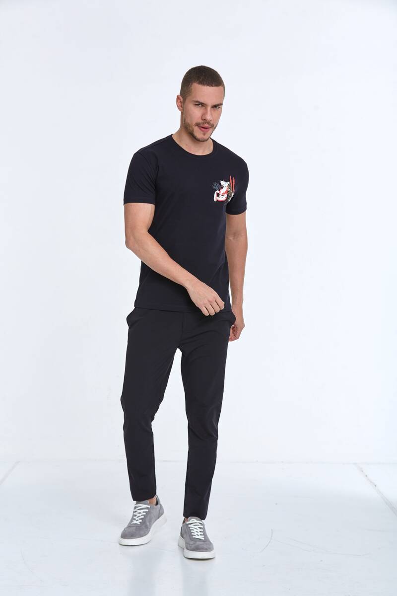 Arigate Printed Men's T-Shirt Navy Blue - 3