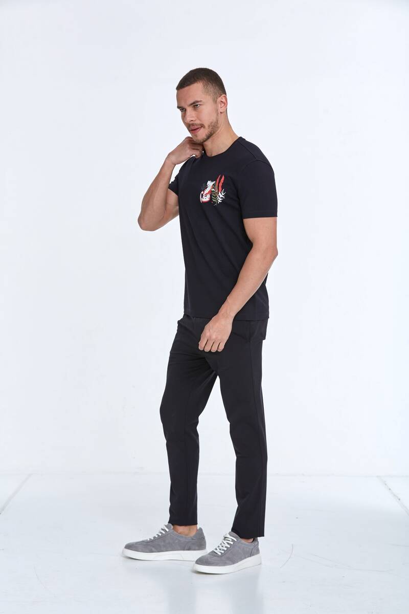 Arigate Printed Men's T-Shirt Navy Blue - 4