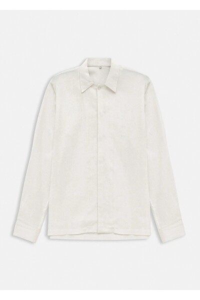 Artemis White Color Long Sleeve Pure Linen Shirt - 1