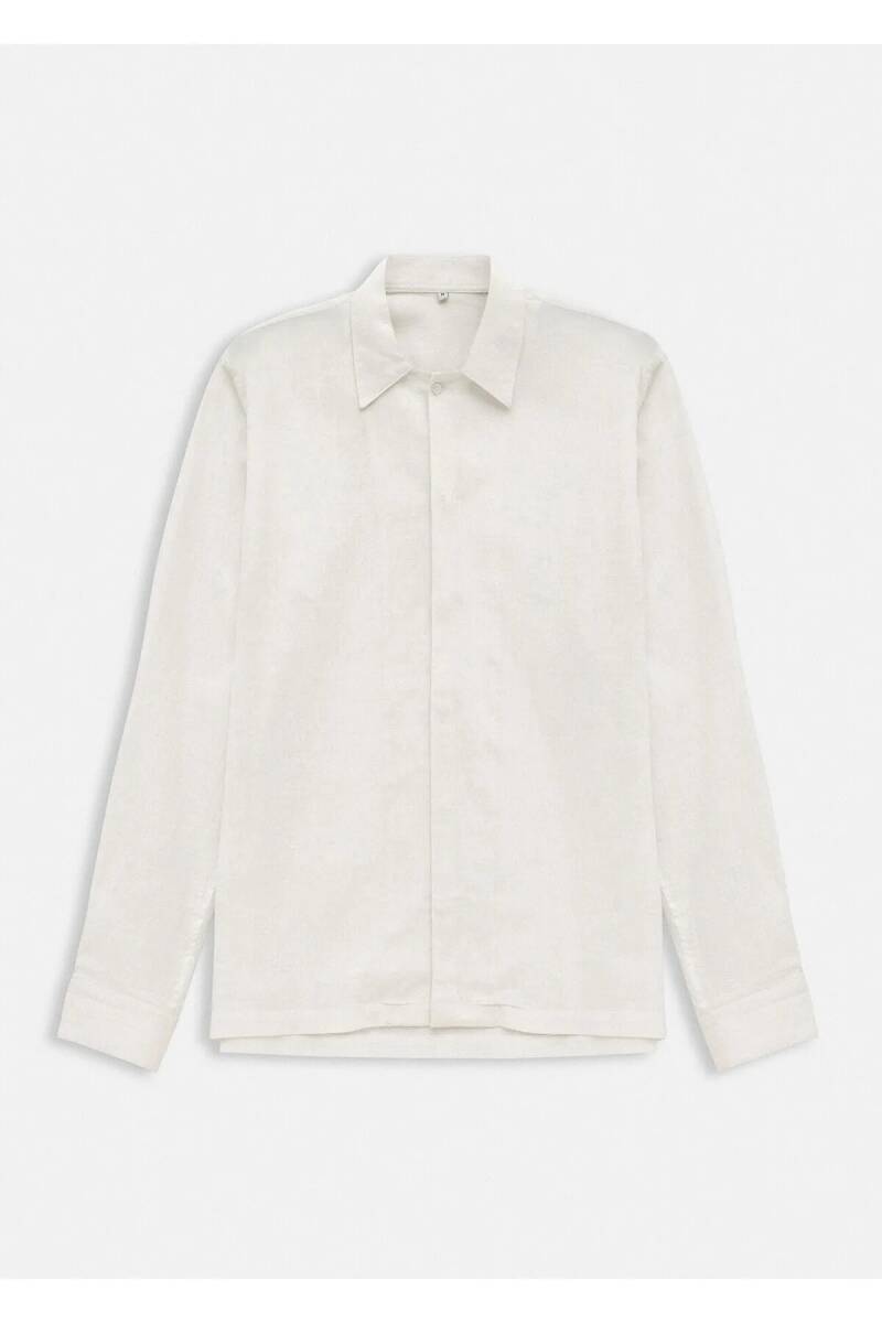 Artemis White Color Long Sleeve Pure Linen Shirt - 1