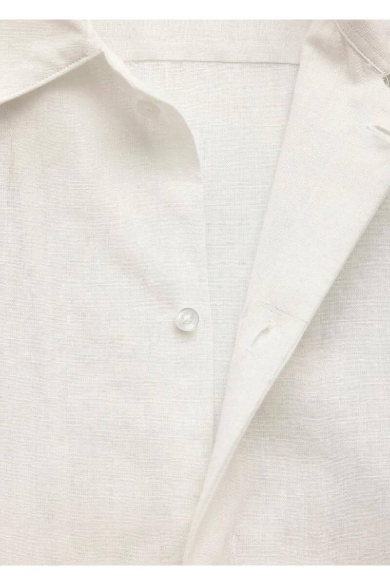Artemis White Color Long Sleeve Pure Linen Shirt - 2