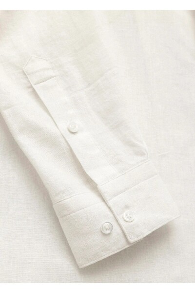 Artemis White Color Long Sleeve Pure Linen Shirt - 3