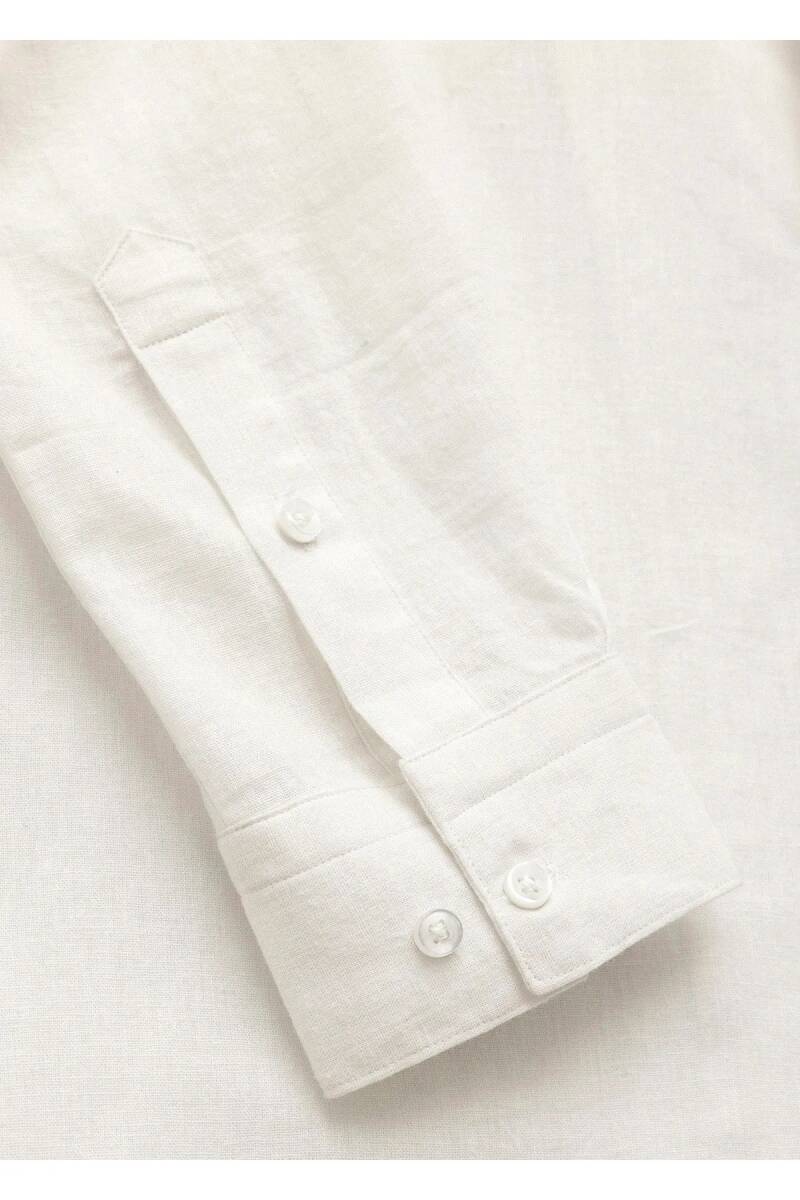 Artemis White Color Long Sleeve Pure Linen Shirt - 3