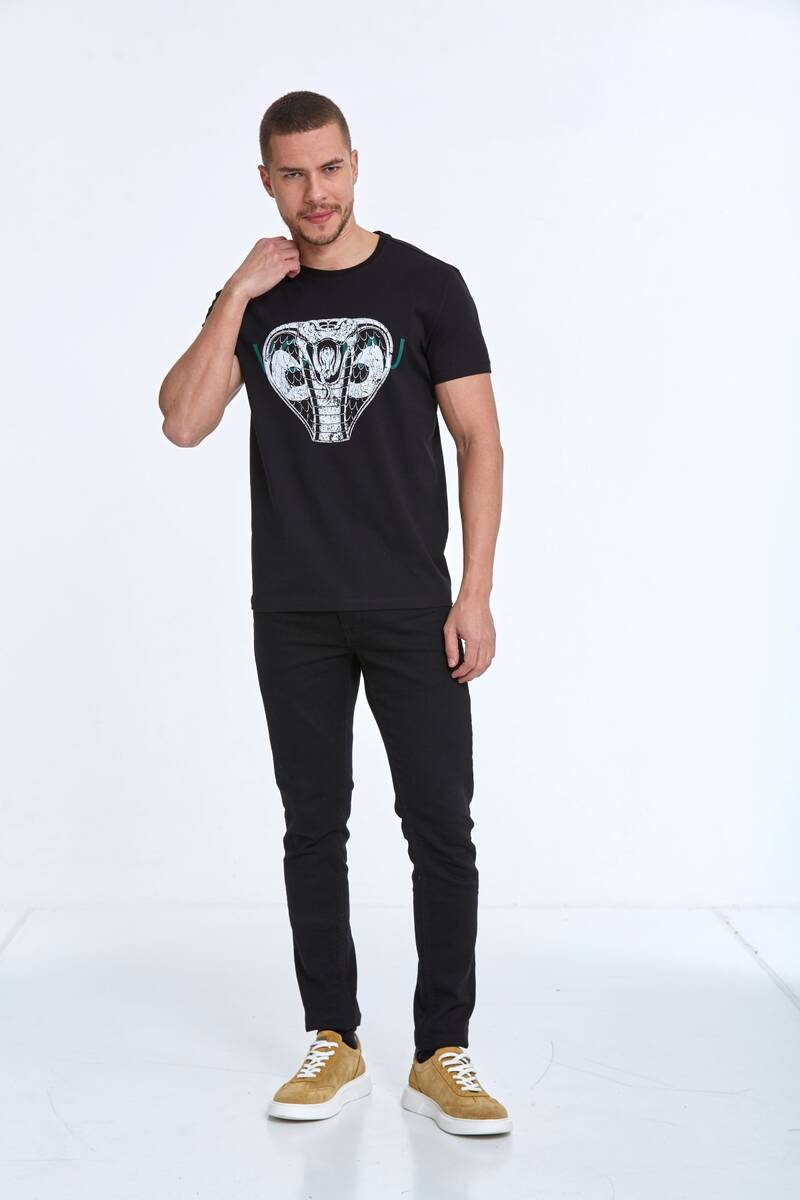 Aster Printed Men's T-Shirt Black - 4