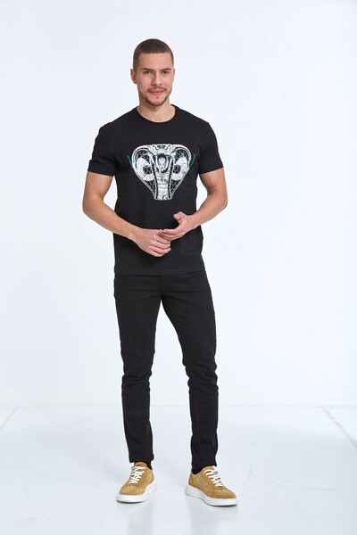 Aster Printed Men's T-Shirt Black - 2