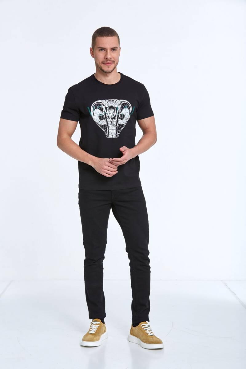 Aster Printed Men's T-Shirt Black - 2