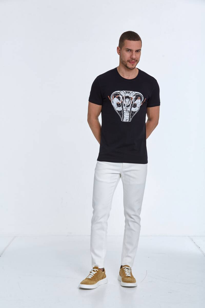 Aster Printed Men's T-Shirt Navy Blue - 2