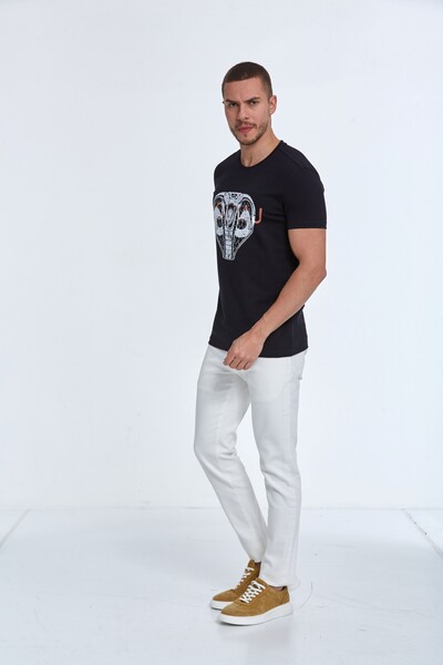Aster Printed Men's T-Shirt Navy Blue - 4
