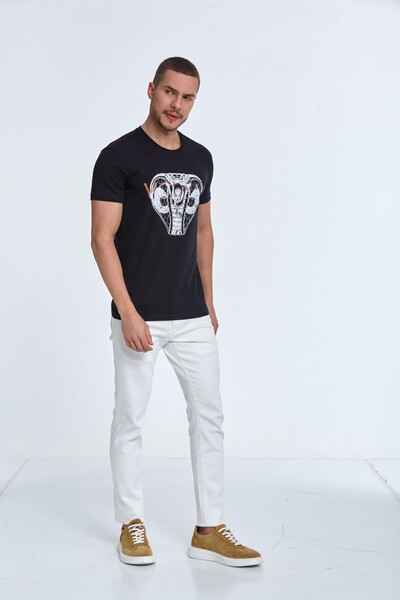 Aster Printed Men's T-Shirt Navy Blue - 3